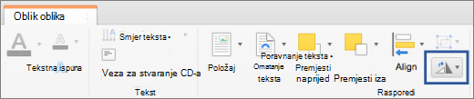Gumb Zakretanje na kartici Oblikovanje