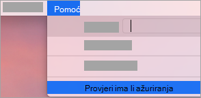 Pomoć > za provjeru Ažuriranja