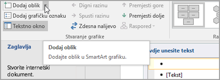 Dodavanje oblika SmartArt grafici