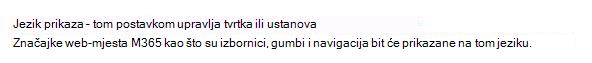 Slika koja prikazuje korisničko sučelje kada jezikom prikaza upravlja IT administrator.