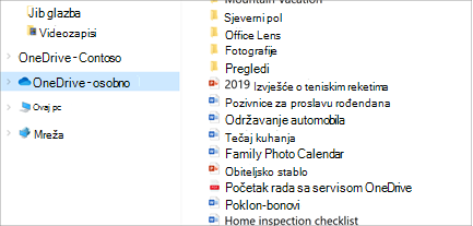 Eksplorer za datoteke Otvori s odabranom OneDrive-Personal