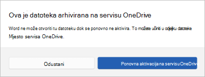 Ikona arhiviranja datoteke servisa OneDrive