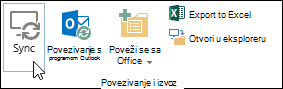 Mogućnost sinkronizacije na kartici Biblioteka na vrpci