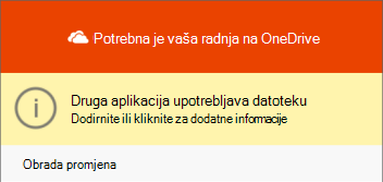 Dijaloški okvir za korištenje datoteke servisa OneDrive