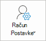 Gumb postavki računa u programu Outlook