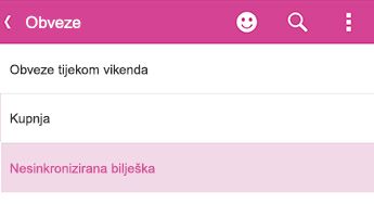 Nesinkronizirana bilješka u programu OneNote za Android
