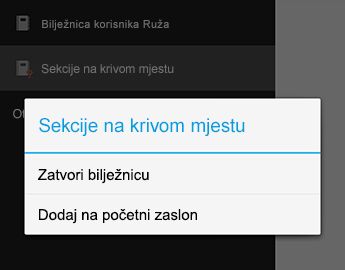 Naredba Zatvori bilježnicu u programu OneNote za Android