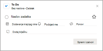 Snimka zaslona na kojoj se prikazuje skočni dijaloški okvir Obveze.