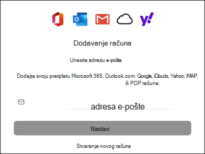 Dodavanje računa u Outlook za Mac
