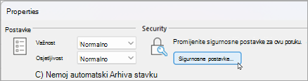 Odaberite Sigurnosne postavke