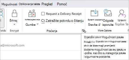 U novoj poruci e-pošte odaberite Mogućnosti > Mogućnosti poruke