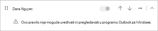 Neke vrste klijentskih pravila migriranih iz klasičnog programa Outlook nije moguće urediti ni pregledati u novom programu Outlook.