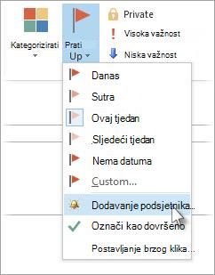 Ako je zadatak već otvoren u zasebnom prozoru, odaberite Upute za daljnji rad na zadatak > Dodavanje > podsjetnika.