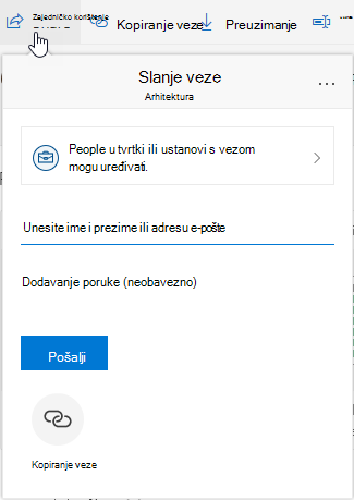 Prikazuje se mogućnost Podijeli datoteku
