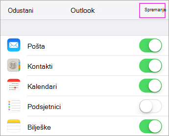 Postavke sinkronizacije računa