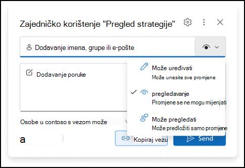 novi prozor s dozvolama za privitak programa Outlook