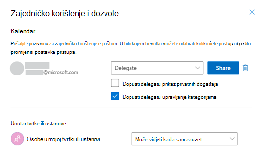 Potvrdite okvir uz opciju Omogući delegatu upravljanje kategorijama