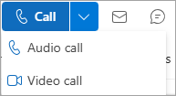 Snimka zaslona padajućeg izbornika Pozivi na kartici kontakta u programu Outlook
