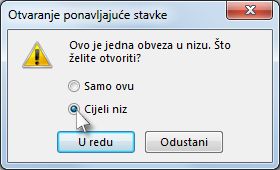 Mogućnost odabira čitavog niza sastanaka