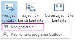 Prosljeđivanje kontakta kao posjetnice