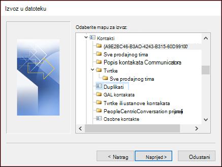 Izvoz iz mape Duplikati.