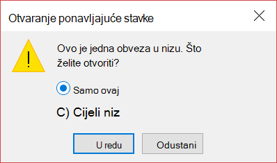 Možete otvoriti jednu stavku u nizu ili cijeli niz.