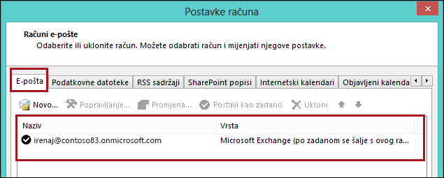 Vrsta računa u programu Outlook.