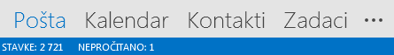 Kartica Osobe nalazi se pri dnu zaslona programa Outlook.