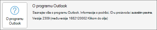 Odaberite okvir O programu Outlook.
