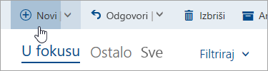 Snimka zaslona s gumbom Napiši novu poruku