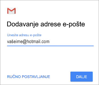 Dodajte svoju adresu e-pošte