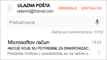 Otvorite poruku e-pošte u kojoj piše Potrebno je poduzeti