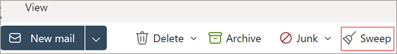 Slika s prikazom crvenom bojom istaknutog poteza na vrpci novog programa Outlook za Windows