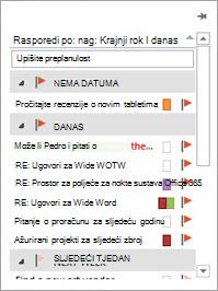 Pokažite na odjeljak Zadaci na navigacijskoj traci da biste vidjeli zadatke