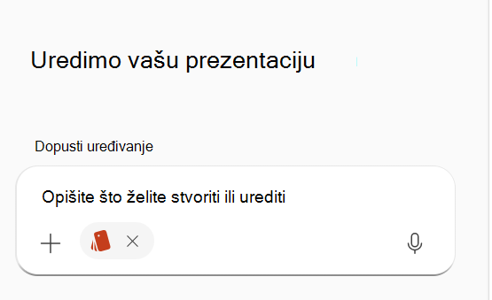 Snimka zaslona koja prikazuje odabrani komplet robne marke u upit za Copilot.