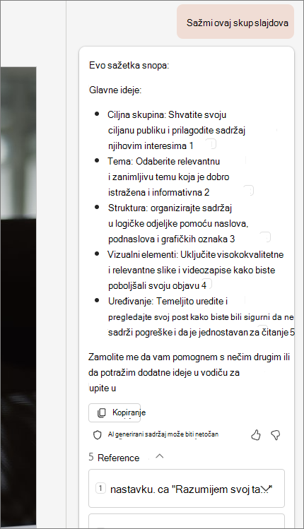 Snimka zaslona sažetka ove značajke skupa slajdova s citatima