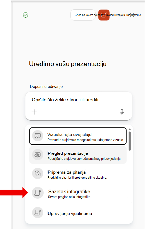 Snimka zaslona koja prikazuje prilagođenu vještinu tvrtke ili ustanove na popisu Odabir vještina.