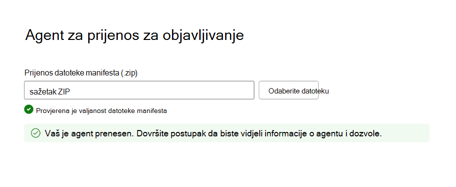 Snimka zaslona koja prikazuje pojedinosti o uspješnoj provjeri valjanosti paketa.