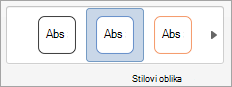 Mogućnosti u grupi Stilovi oblika