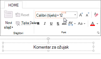 Promjena fonta podnožja