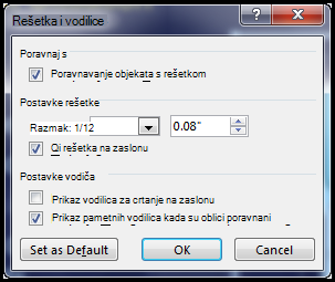 Dijaloški okvir Rešetka i vodilice programa PowerPoint