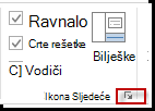Pokretač dijaloškog okvira u grupi Prikaz