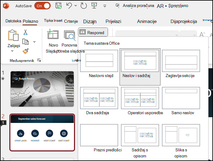 PowerPoint slide layouts