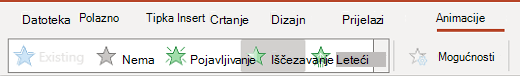 Okno animacija u programu PowerPoint za web.