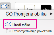 Gumb Uredi točke na izborniku Uredi oblik
