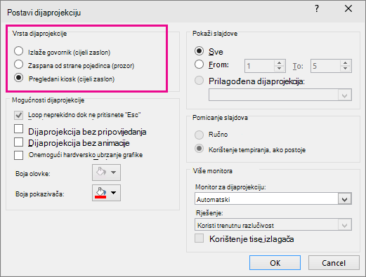 pokazuje dijaloški okvir programa PowerPoint koji se pokreće sam