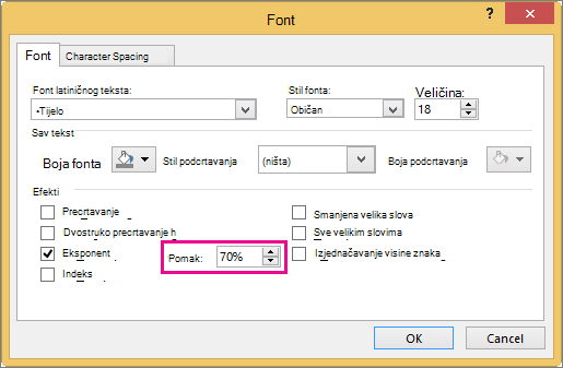 Prikazuje dijaloški okvir Font u programu PowerPoint