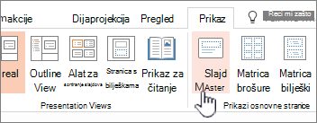 prikazuje gumb matrice slajdova na vrpci u programu PowerPoint