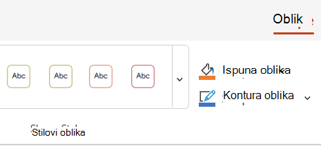 Color and style options on the Shape tab.