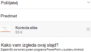 Nakon što odaberete slajd za zajedničko korištenje, pošaljite ga iz aplikacije za razmjenu poruka na uređaju sa sustavom Android